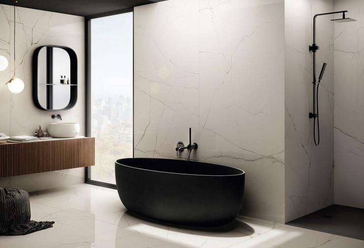 Utilisez du carrelage effet marbre pour votre salle de bains