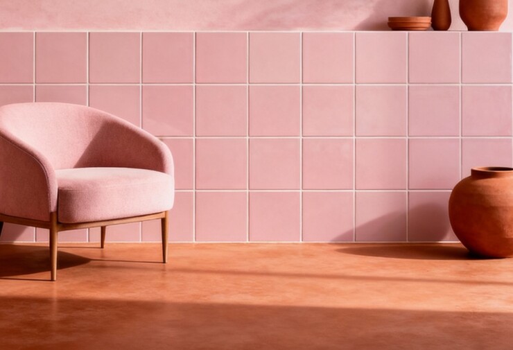 carrelage rose poudre